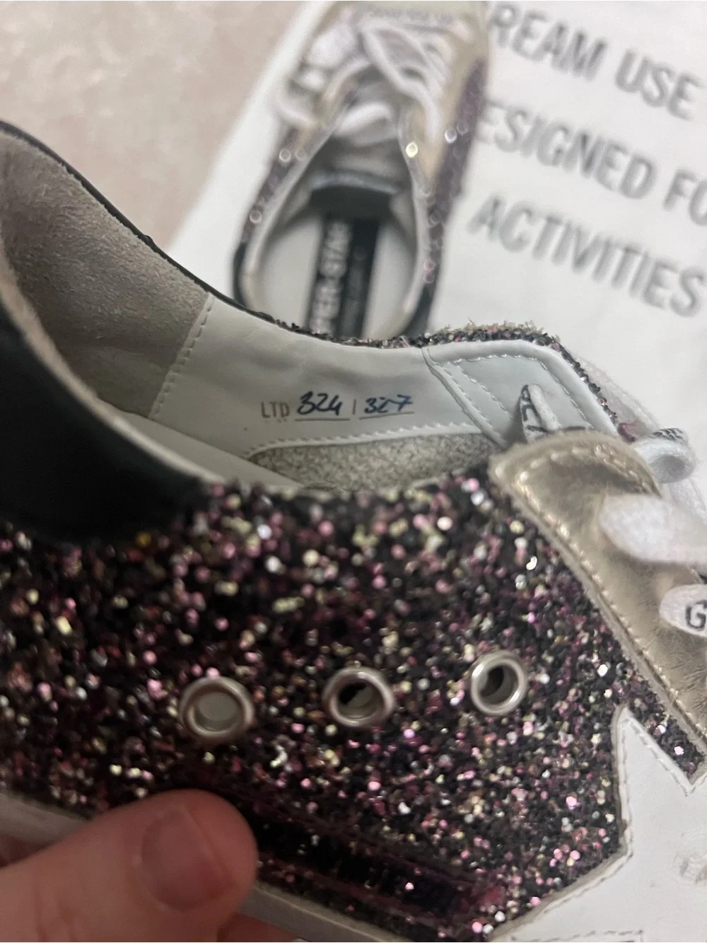 Golden Goose Glitter Low-Top Sneakers in Purple and Silver